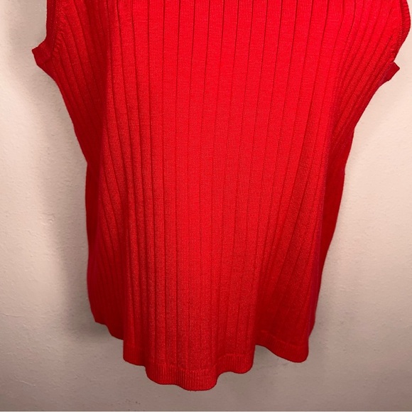 Vintage White Stag Large Red Ribbed Knit Top Classic Retro Turtleneck - Picture 3 of 13